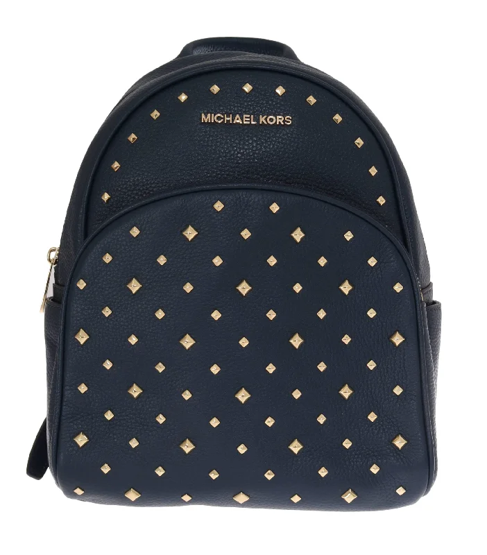 Michael Kors Navy Blue ABBEY Leather Backpack Women's Bag