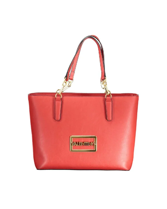 Valentino Bags  Women's Red Tote Handbag with Chain Detail