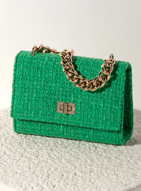 Billie Mini Tweed Handbag, Green