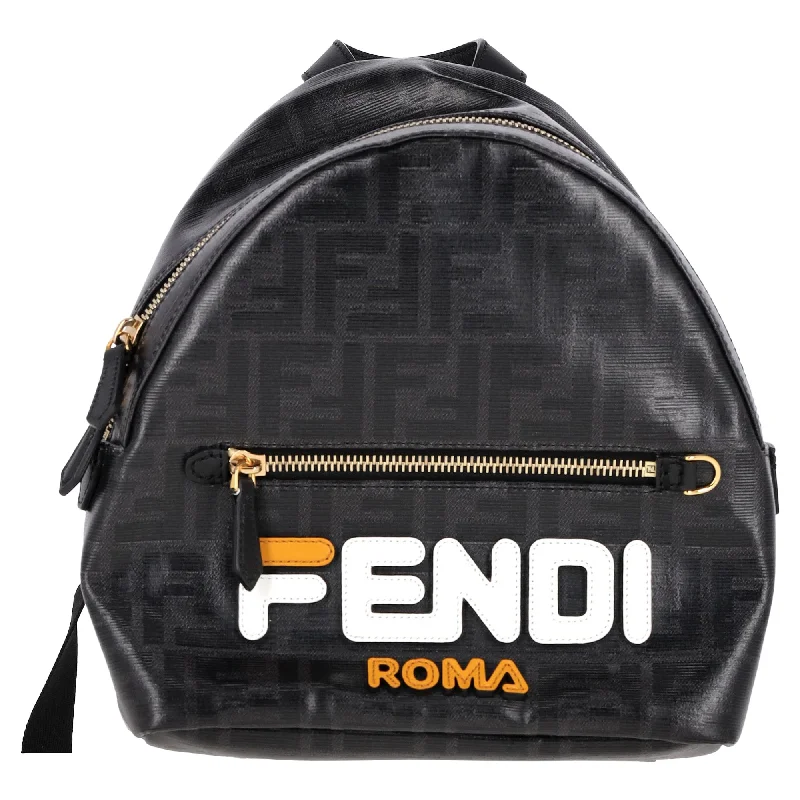 Fendi X Fila  Double F Logo Mania Mini Backpack in Black Coated Canvas