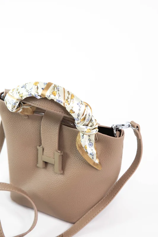 Jovie Scarf Detail Bucket Bag, Khaki