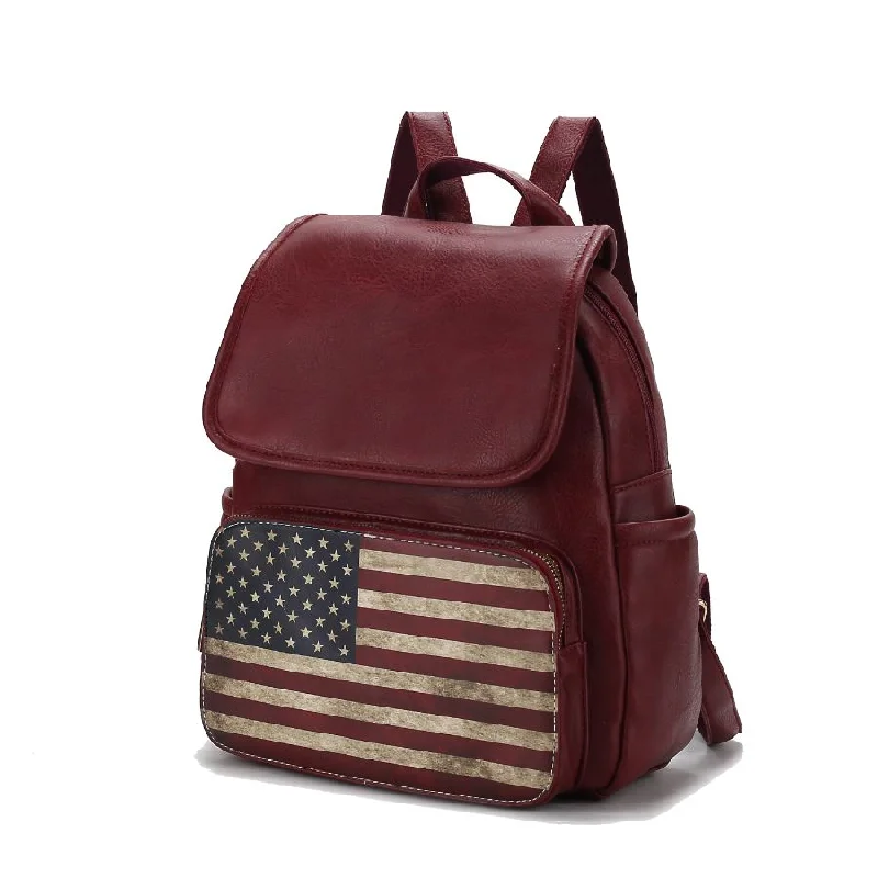 Regina Printed Flag Vegan Leather Women’s Backpack