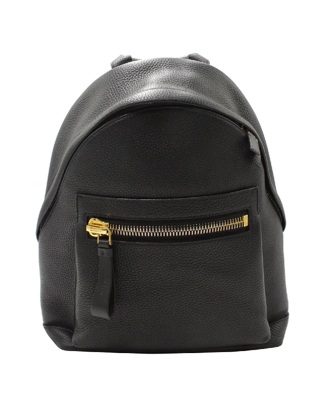 Tom Ford Buckley Backpack Black in Black Grained Calfskin Leather