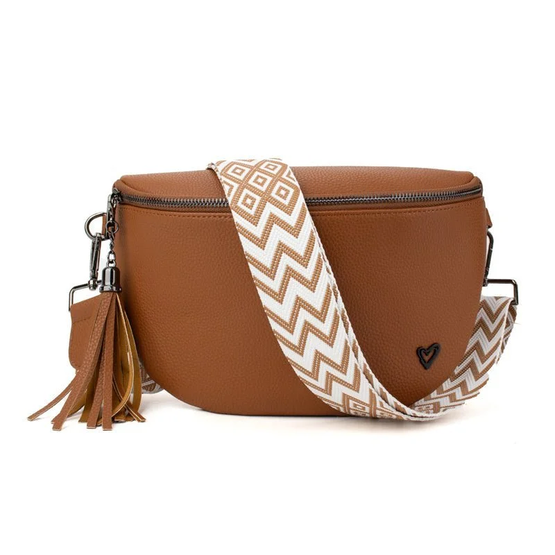 Kimberley Vegan Leather Crossbody Bag/Sling - Brown