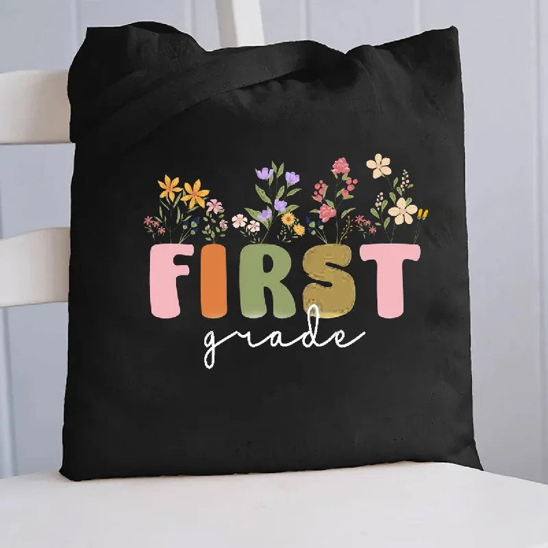 Personalized Grade Flowers Shopping Tote Bag