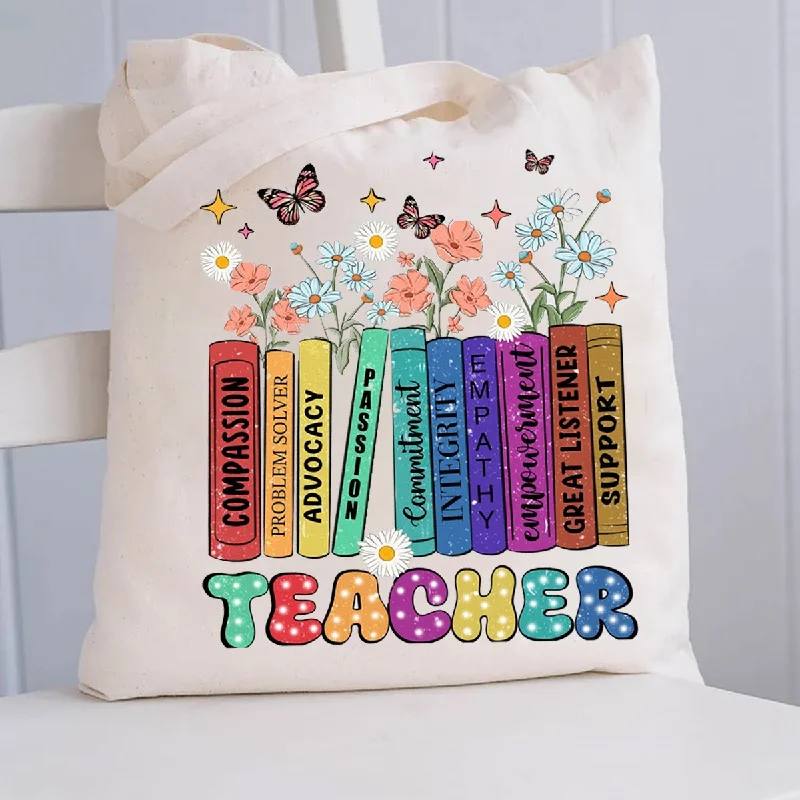 Teacher Book With Flowers Tote Bag