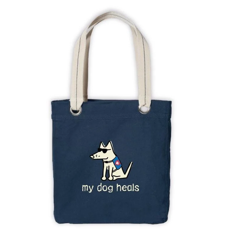 My Dog Heals Canvas Tote Bag