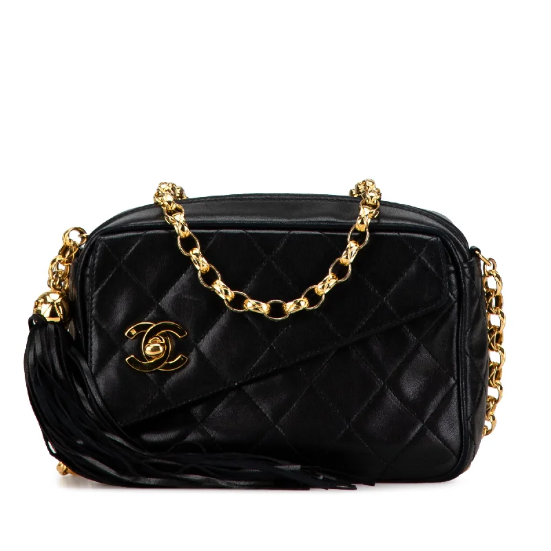 Black Chanel Mini Lambskin CC Tassel Camera Crossbody