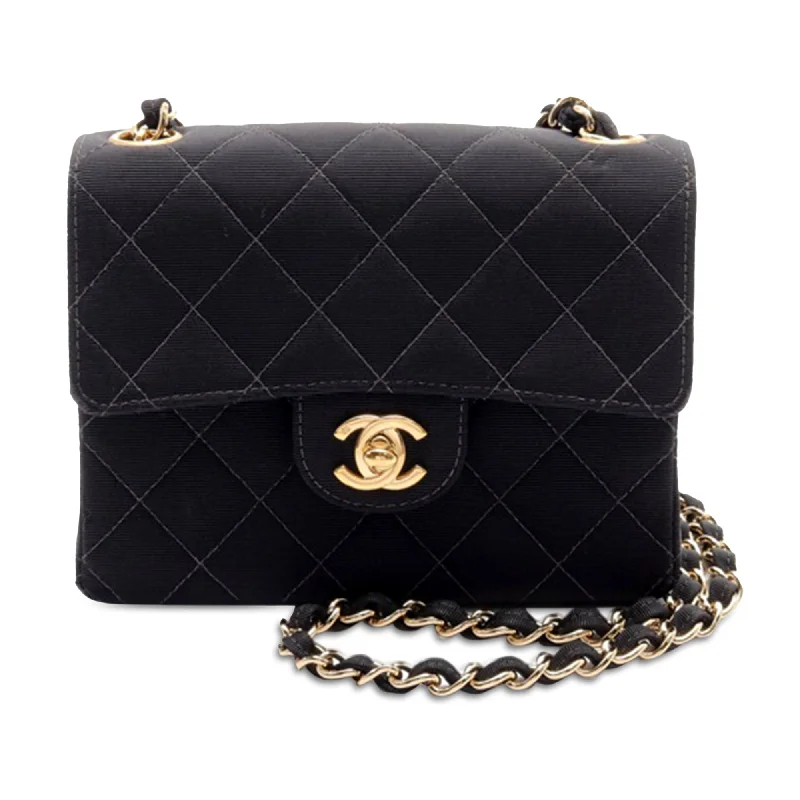 Black Chanel Mini Square Classic Canvas Single Flap Crossbody Bag