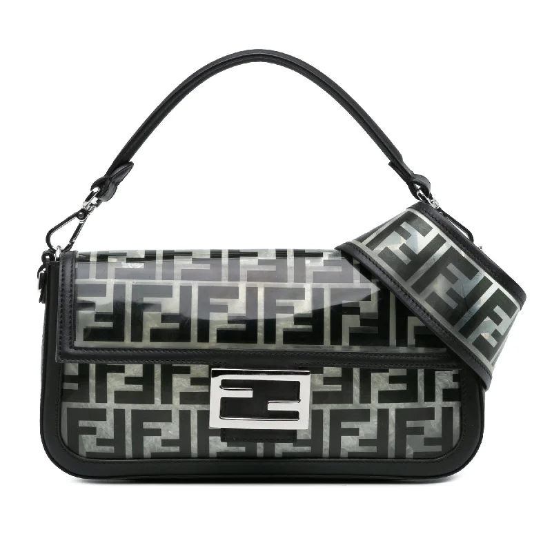 Black Fendi Medium Zucca PVC Baguette Satchel