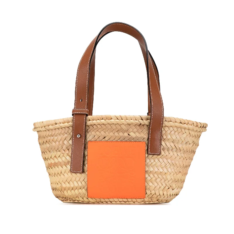 Brown LOEWE Mini Raffia Basket Tote