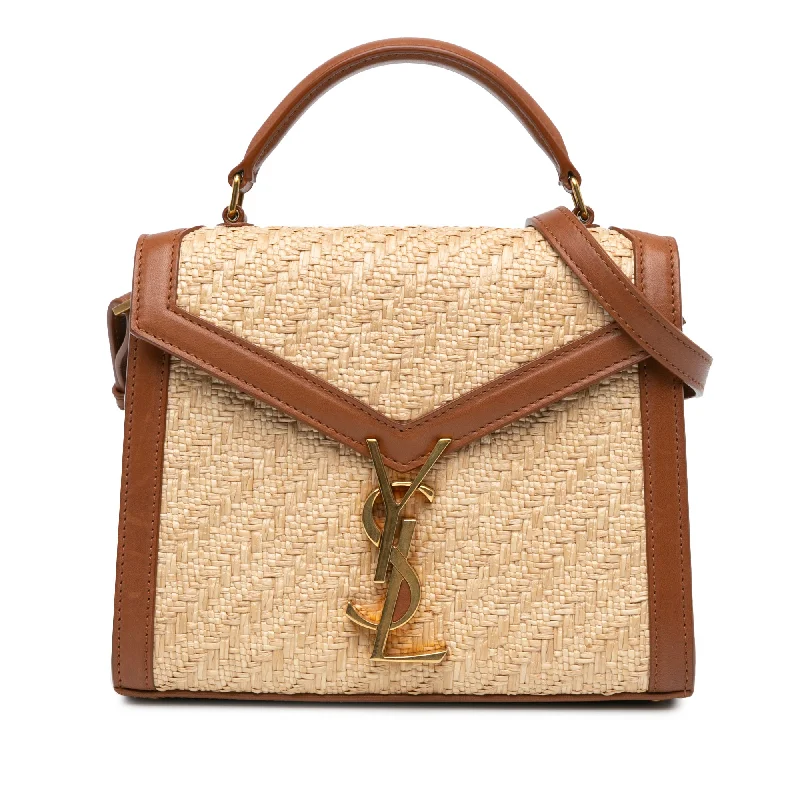 Brown Saint Laurent Mini Raffia Cassandra Satchel