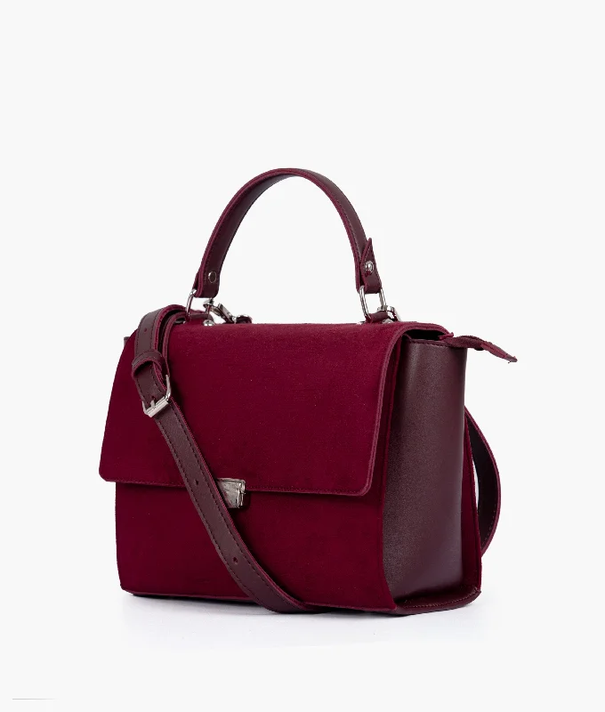 Burgundy suede mini messenger bag