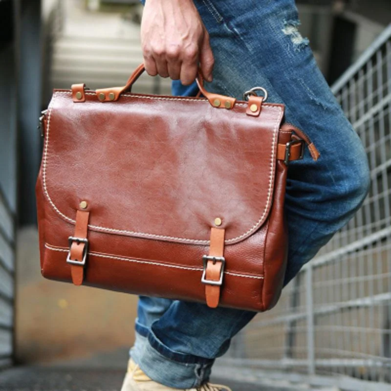 Cool Leather Mens Briefcase Messenger Bag Handbag Shoulder Bag for men