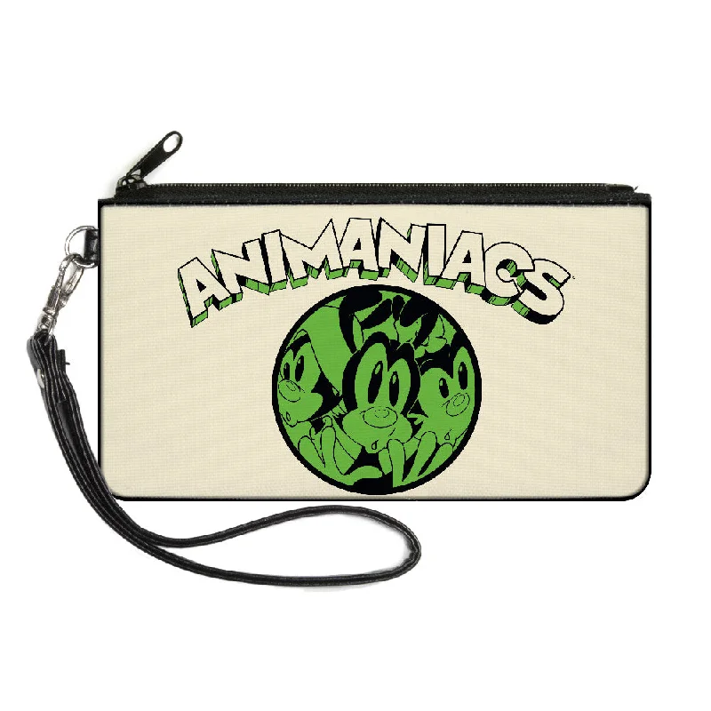 Canvas Zipper Wallet - LARGE - ANIMANIACS Wakko Yakko Dot Close-Up Pose White Black Green