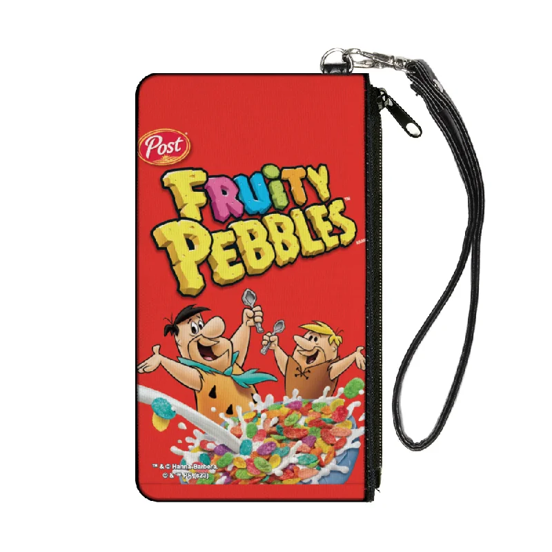 Canvas Zipper Wallet - SMALL - FRUITY PEBBLES Fred Flintstone and Barney Rubble Cereal Box Replica Bright Red