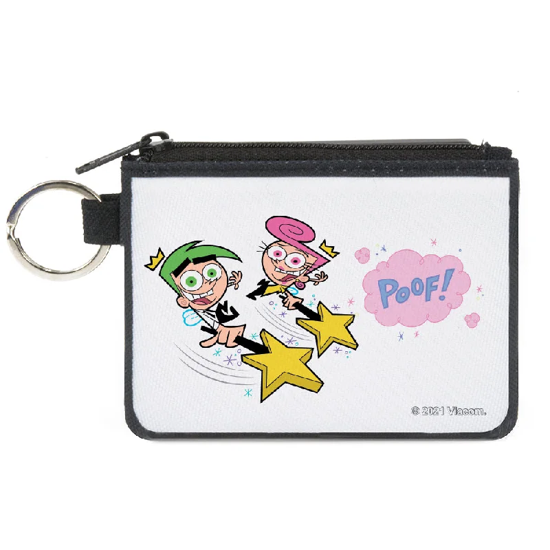 Canvas Zipper Wallet - MINI X-SMALL - THE FAIRLY ODDPARENTS Cosmo and Wanda POOF Pose White