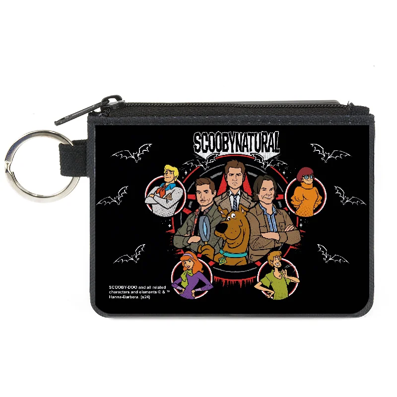 Canvas Zipper Wallet - MINI X-SMALL - SCOOBYNATURAL 8-Character Group Pentagram/Bats Black/White/Red