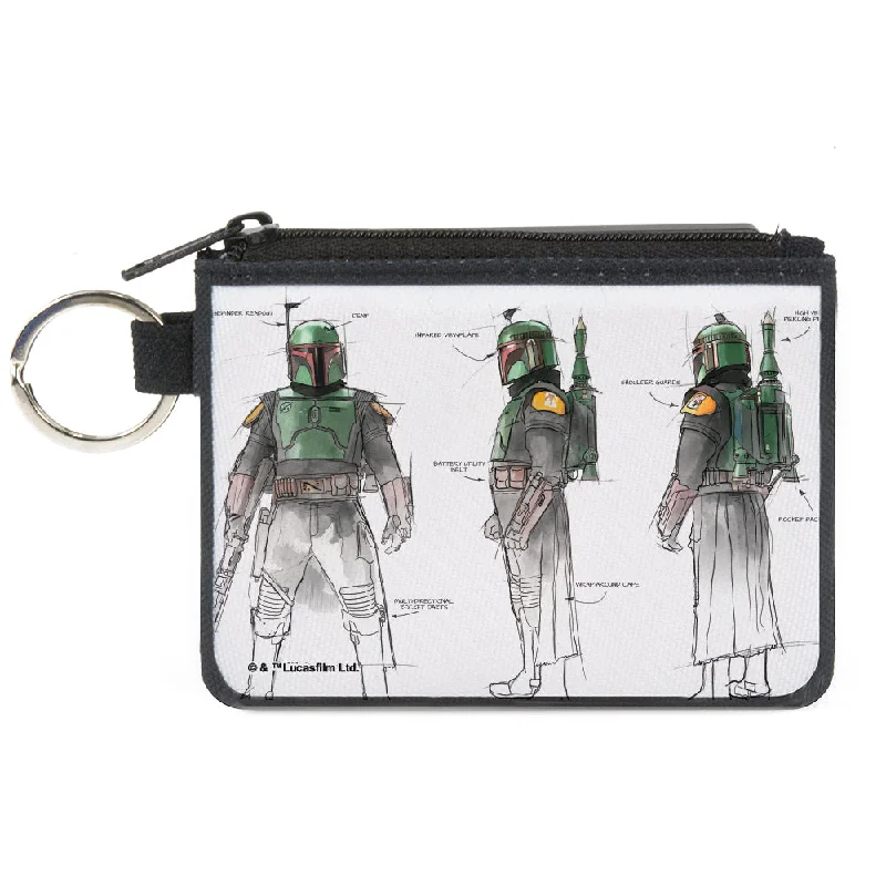 Canvas Zipper Wallet - MINI X-SMALL - Star Wars The Book of Boba Fett All Sides Schematic White