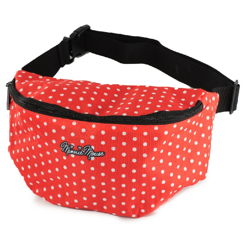 Fanny Pack - MINNIE MOUSE Script and Polka Dots Red White Black