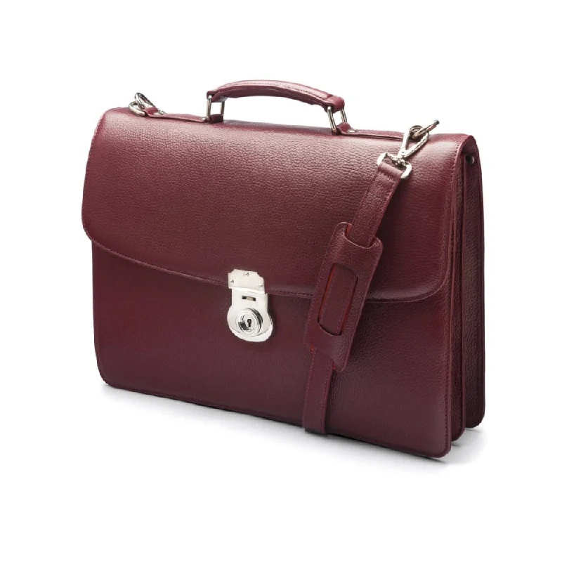 Pebble Grain Harvard Leather Briefcase - Burgundy