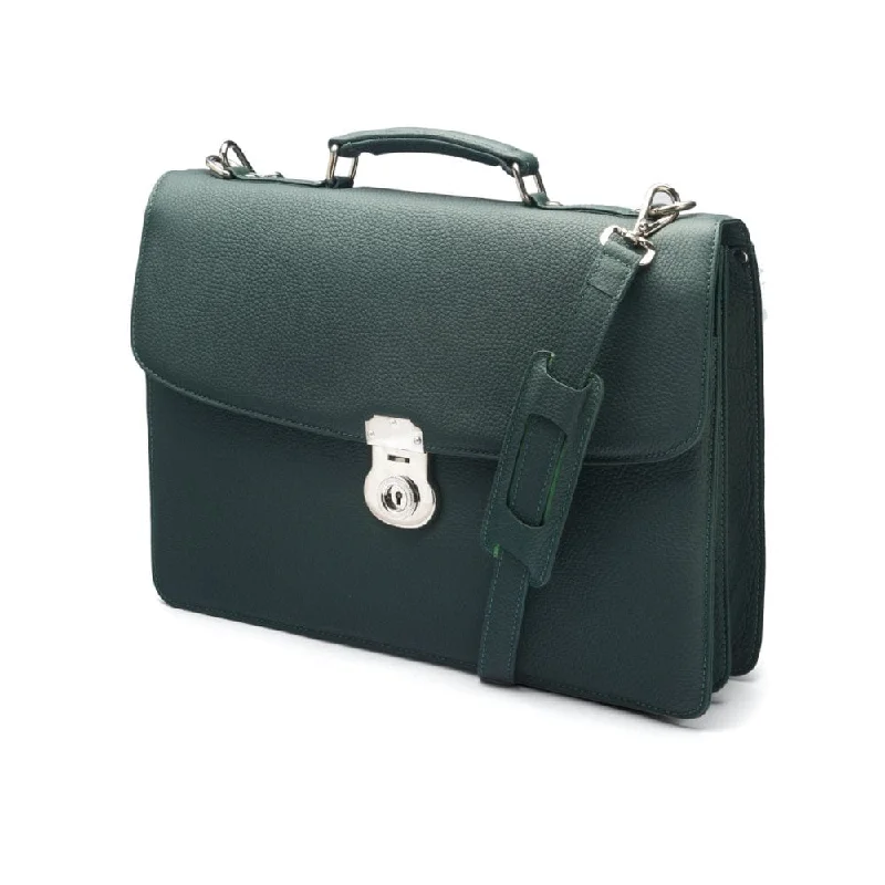 Pebble Grain Harvard Leather Briefcase - Green