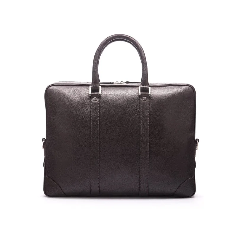 Gainsborough Leather 15" Laptop Bag - Brown With Silver