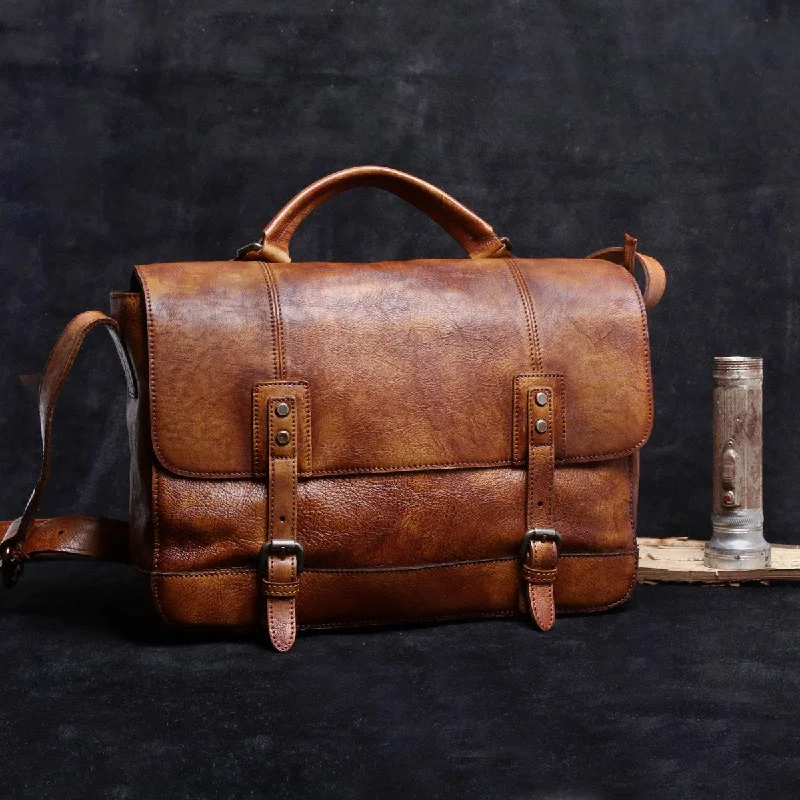 Genuine Leather Mens Cool Messenger Bag Briefcase Chest Bag Bike Bag Cycling Bag for men