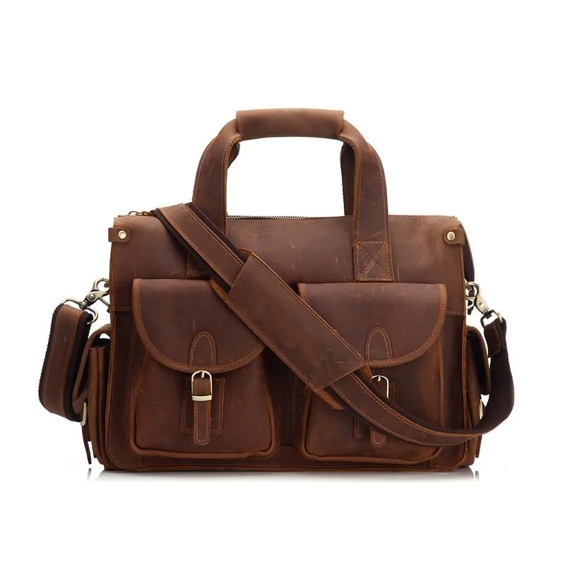 Genuine Leather Mens Cool Messenger Bag Work Bag Satchel Bag Briefcase Bag for men