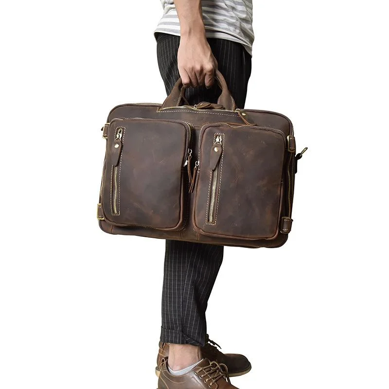 Genuine Leather Mens Cool Messenger Bag Work Bag Satchel Bag Briefcase Bag for men