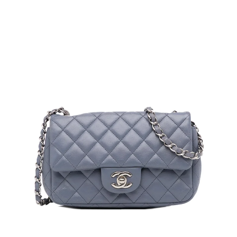 Gray Chanel Mini Rectangular Classic Lambskin Single Flap Crossbody Bag