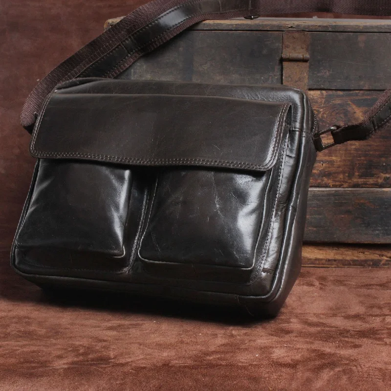 Handmade Leather Mens Cool Messenger Bag Chest Bag Bike Bag Cycling Bag for men