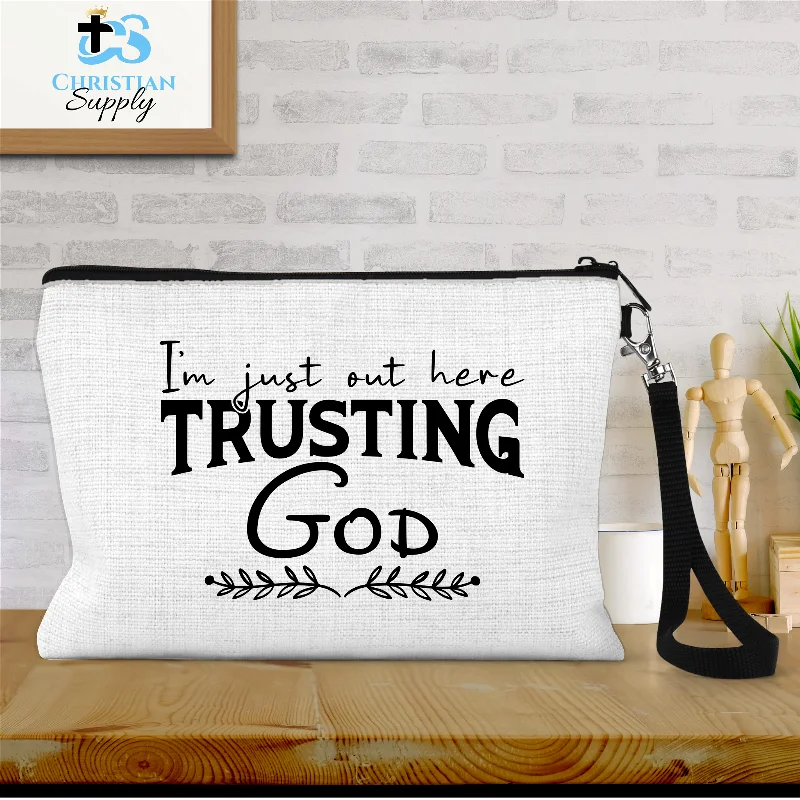 I'm Just Out Here Trusting God Wristlet