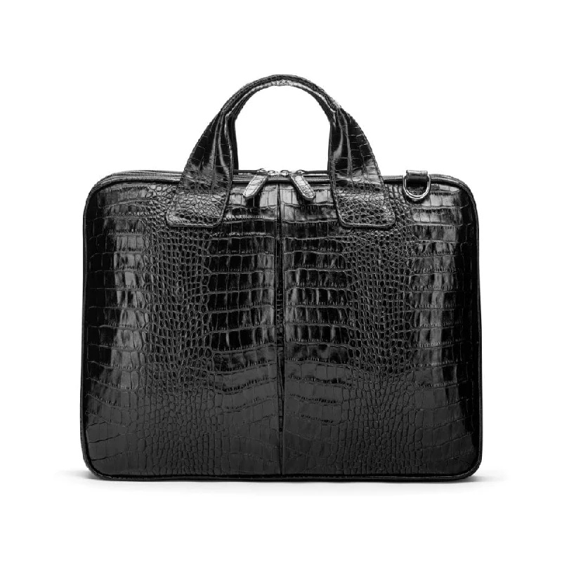 Kingston Leather 13” Laptop Briefcase - Black Croc