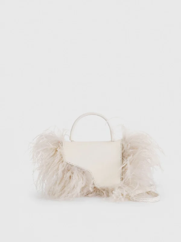 Montalcino Linen Leather/Feathers Mini handbag