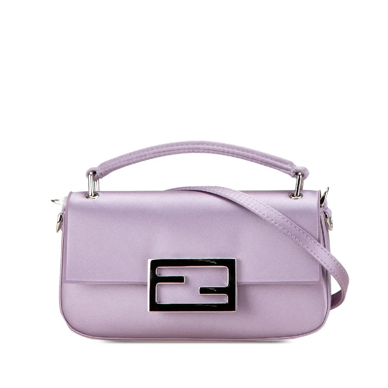 Purple Fendi Silk Baguette Phone Pouch Satchel