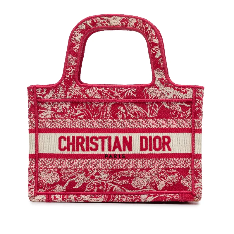 Red Dior Mini Embroidered Book Tote