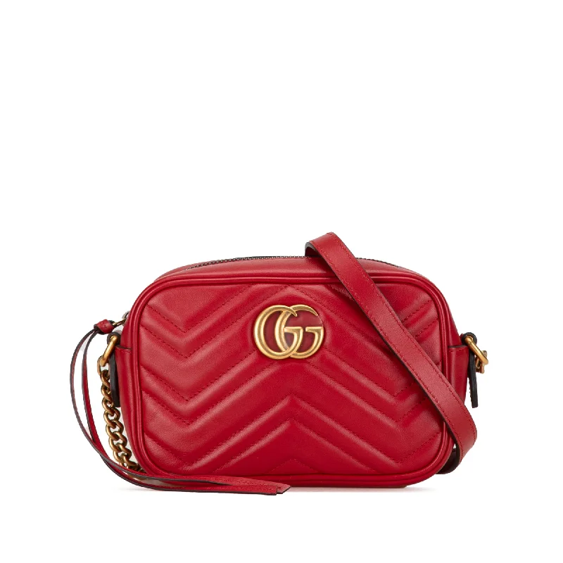 Red Gucci Mini GG Marmont Matelasse Crossbody