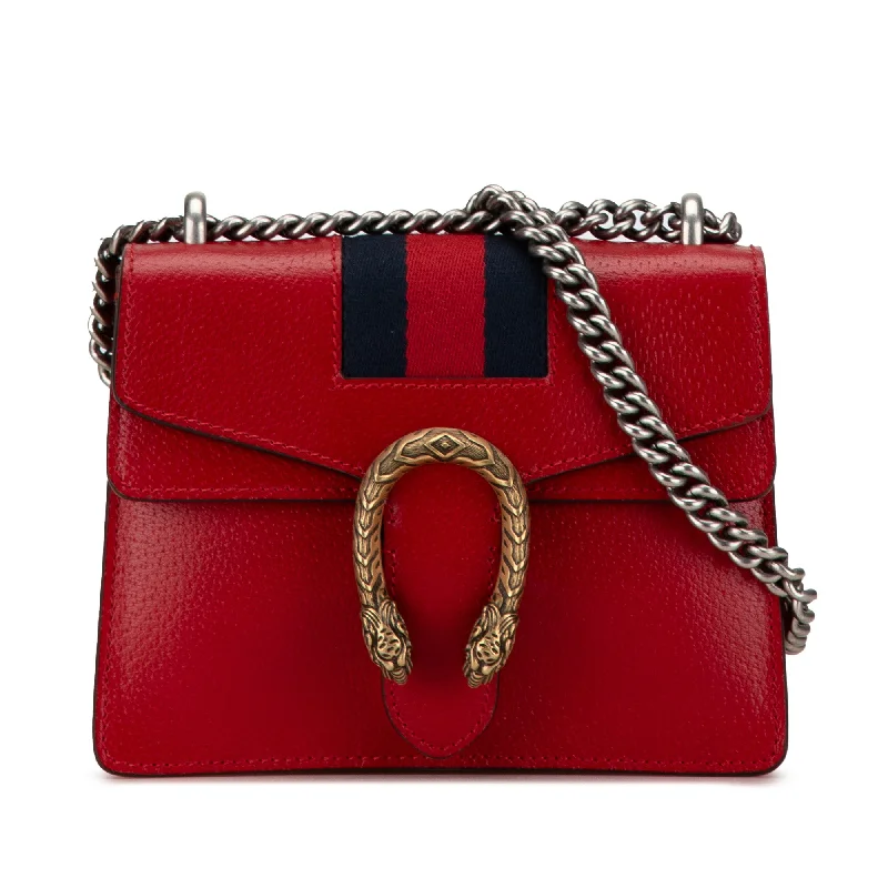 Red Gucci Mini Leather Dionysus Web Crossbody