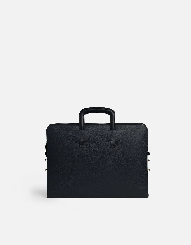 Slim Briefcase, Textured Navy Blue