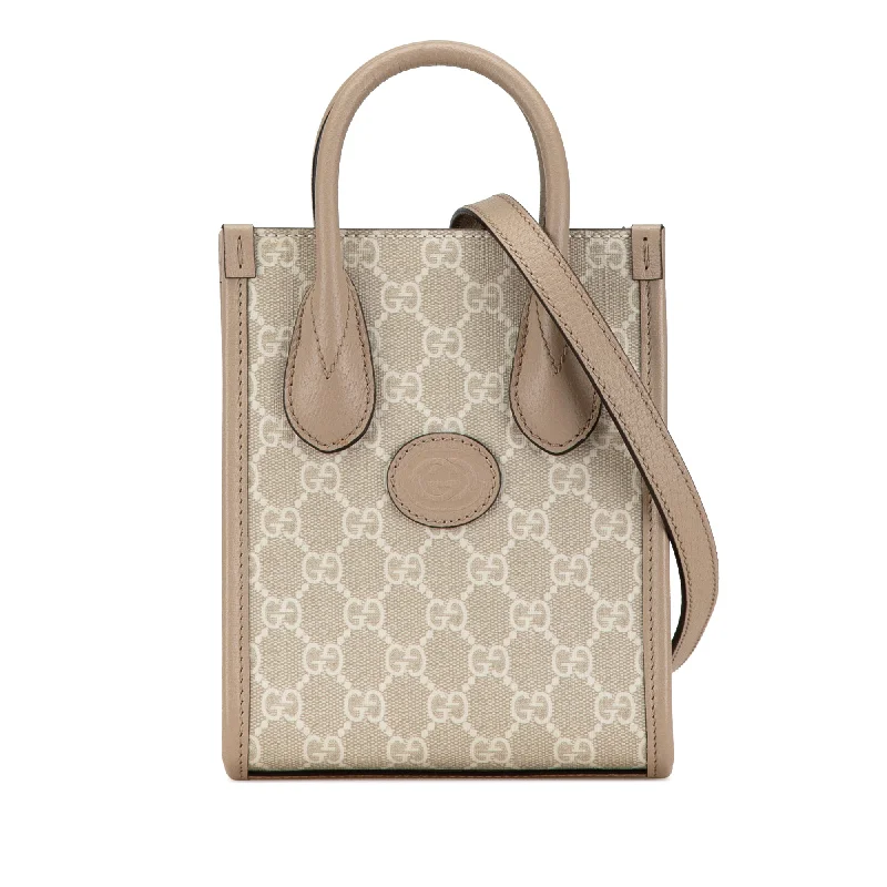 Tan Gucci Mini GG Supreme Interlocking G Satchel