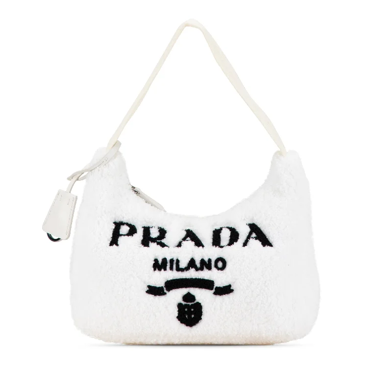 White Prada Mini Terry Re Edition 2000 Shoulder Bag