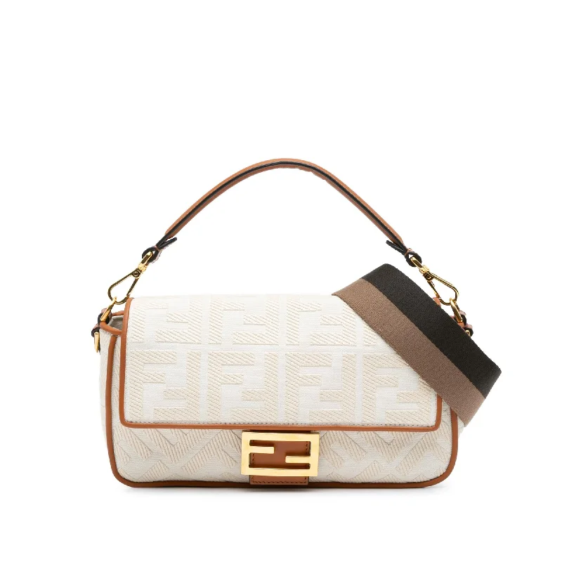 Fendi Medium Embroidered Canvas Baguette (SHG-fN5sXf)